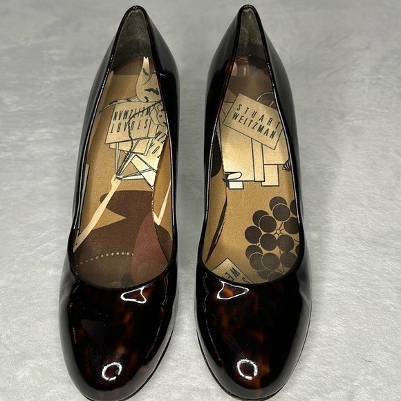 Stuart Weitzman The Beatrix Pump Tortoise Shell Heels Patent Leather 8 - Picture 1 of 9